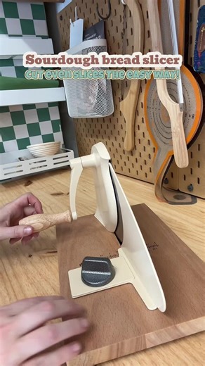 This manual bread slicer is a game changer for sourdough bakers who want clean even slices without crushing that perfect crust. Whether you are baking fresh loaves at home or prepping for the week this makes slicing sourdough bread simple consistent and mess free. Great for homemade bread artisan loaves and anyone serious about their sourdough routine. #sourdough #sourdoughbread #breadmaking #homemadebread #kitchenmusthaves