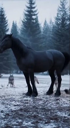 Nature's Unforgiving Battle: A Brave Stallion's Stand