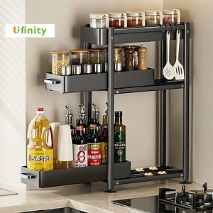 Lifinity ที่ใส่เครื่องปรุงในลิ้นชัก 2/3 ชั้น ตะแกรงสไลเดอร์แบบดึงออกง่าย สำหรับวางในช่องว่างเคาน์เตอร์ | Lazada.co.th