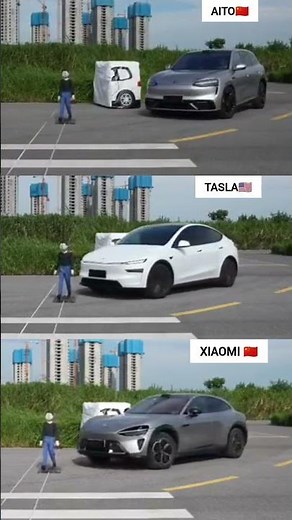 AITO vs Tesla vs Xiaomi: Autonomous Driving Safety Test #shorts
