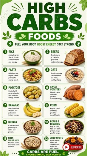 High-Carb Foods 🍞🍚🍌 | Know Your Carbohydrate Sources #shorts