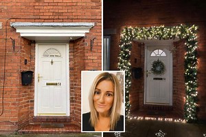 Crafty mum saves £300 transforming front door by making Christmas wreath out of JUNK & she didn't spend a penny