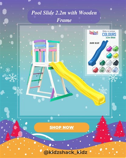  2.2m Pool Slide with Wooden Frame – perfect for backyard water play and summer fun!  Durable, safe, and built to last. Shop slides now! #PoolSlide #BackyardPlay #WaterFun #WoodenFrameSlide #KidsSlides #KidzShack | Kidzshack | Facebook