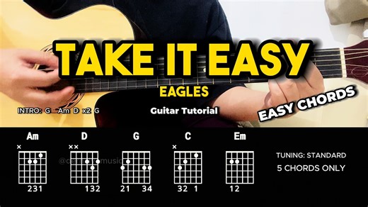 Take It Easy - Eagles | Guitar Chords Tutorial For Beginners #guitartutorial #chords #lyrics | dernalvamusic