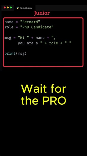 Junior vs Senior Python String Formatting