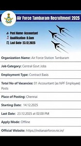 Air Force Tambaram Recruitment 2025 | Accountant Job Chennai | Apply Offline | Tamil #IAF
