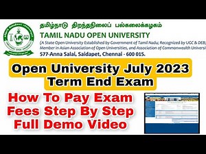 Tamilnadu Open University-How to Pay Exam Fees? Step By Step Demo👍