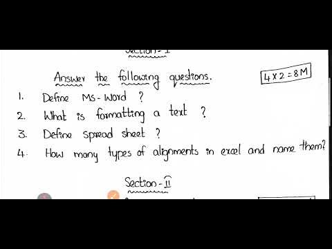 Computer science - 1st yr /P-1 ( Model question paper in Computer fundamentals & Ms - office