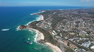 Nobby head, nobbys beach, and flynns beach in port macquarie, nsw, australia Premium Stock Video Footage