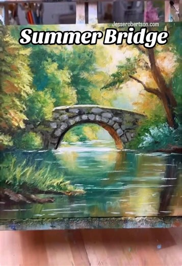 ☀️ New Class | Summer Bridge Paint a bright summer landscape featuring a sunlit bridge, lush greenery, and shimmering water! You'll explore techniques like blending, building up layering, and glaze painting to create that warm golden summer glow. This is the second addition to the four-season series—pair it with Spring Bridge and keep your eyes open for the next seasons coming later this year! 🎨 Watch it LIVE: Saturday, June 7 at 2pm ET on Facebook, YouTube, and my website – Find it here: https