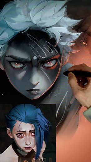 Ross Tran on Instagram: "✨Arcanifying ✨ my character Hollow! LOVED HOW THIS ONE TURNED OUTTTT I love creating screencap-esque paintings! One of my dreams is to see my characters in a film/show/game one day ~ anyone else enjoy visual manifesting?? ~ new full vid up on my channel :) #art #digitalart #conceptart #arcane #leagueoflegends #oc #illustration"