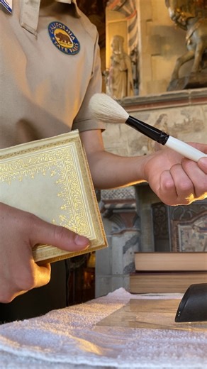 Historic books 📚don’t stay clean on their own—or for long. Each volume in Hearst Castle’s Library and Study requires thoughtful care to last through the years. Today, our Collections staff shows how books are cared for—through gentle dusting, fresh mylar covers, and organization. #HearstCastle #HearstSanSimeonStateHistoricalMonument #CAStateParks #BehindTheScenesAtHearstCastle @castateparks | Hearst Castle