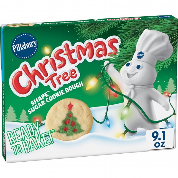 Pillsbury Ready to Bake! Christmas Tree Shape Sugar Cookie Dough, 20 Cookies, 9.1 oz