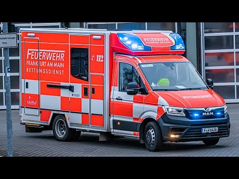 [Neue RTW Generation] Zwei neue RTWs der Berufsfeuerwehr Frankfurt auf Einsatzfahrt