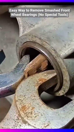 Easy Way to Remove Smashed Front Wheel Bearings (No Special Tools) #shorts #mechanic #tips