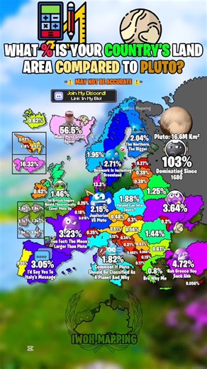 What % of your country’s land area compared to Pluto? #shorts #europe #geography #map #mapping #iwoh