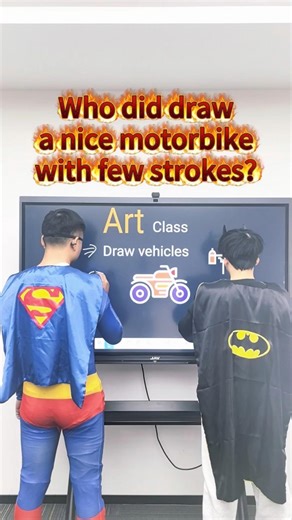 Who did draw a Motorbike faster?#art #class #artclass #drawing #aidrawing #interactivewhiteboard