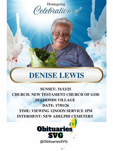 Denise Lewis #ObituariesSVG #Obituaries #SVG #stvincent