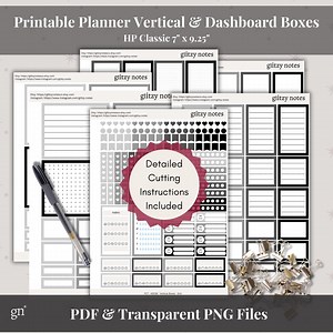 Monochrome Happy Planner Stickers: HP Classic Vertical Layout (PDF & PNG) - Etsy