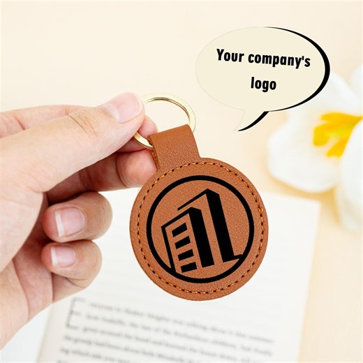 Custom Logo Keychain,personalized Company Logo Leather Keyring,corporate Gift,anniversary Gift for Employees,company Swag & Event Favors - Etsy