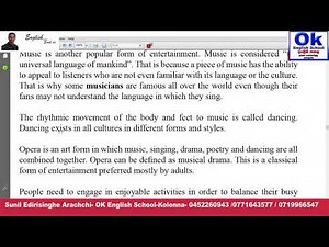 Essay on "Forms of Entertainment"