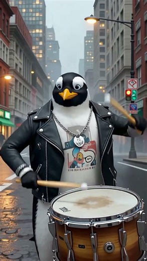Cute Baby Penguin🐧 Dancing & Drumming #monkeyvideo #cute #monkey #animalvideos #funny #catvideo #قرد