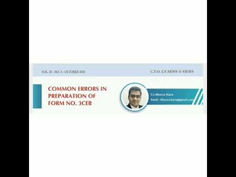 Common Errors in preparation of Form 3CEB - CA Bhavya Haria