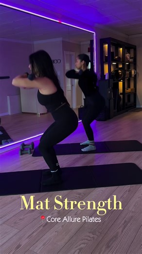 Core Allure Pilates on Instagram: "Mat Strength using the 25lb bar 🥵"