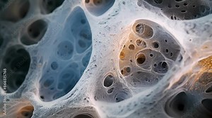 Electron microscopy animation of a crosssection of nerve fibers showcasing the intricate layers of myelin produced and maintained by oligodendrocytes.