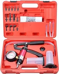 21pcs Brake Bleeder Kit Hand held Vacuum Pump Test Set for Automotive with Sponge Protected Case,Adapters,One-Man Brake and Clutch Bleeding System