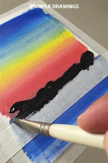 Easy Sunset Ocean Painting for Beginners 🌅🎨 #painting#acrylicpainting #shors