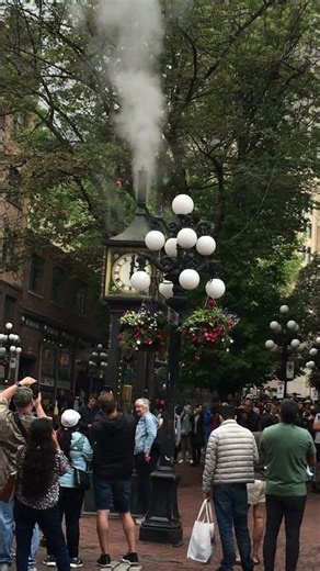 Vancouver's Steam Clock, whistling and steam release.