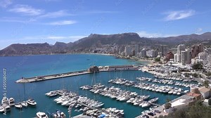 View over the harbor of the spanish town Calpe, Valencia, Spain