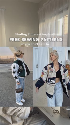 VIKTORIA CAMPBELL on Instagram: "This is THE AVELIA BOMBER JACKET Free Sewing Pattern from mood fabrics✨ The direct link you can find in my highlights “free patterns” or you can find this pattern by searching its name on the Mood Fabrics website This is a great sewing pattern you can change so easily to make it fit for your liking. The pictures are from Pinterest and are just inspiration﫶 #freesewingpattern #sewingblog"