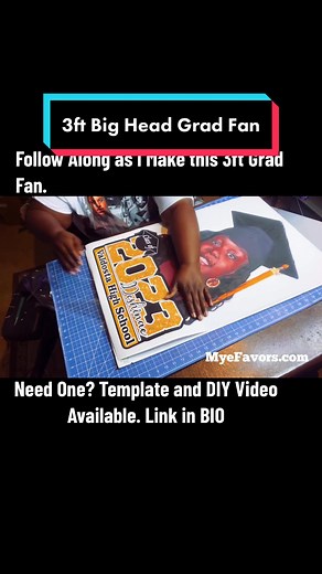 How to Make a 3ft Jumbo Big Head Graduation Fan Using Foam Board and a Scalpel. DIY Video and Templates available. #graduation #gradfans #bigheadfans #classof2023 #graduationceremony #graduationfans #diyvideos #crafts #handmadecrafts #myefavors #exoticpartycreations #epccrafters