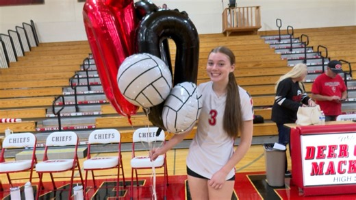 Extra Effort: Dee-Mack’s Katie Whitson will take 27 credit hours to college as a freshman