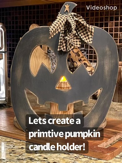 Using a Dollar Tree cutout to make a cute primitive pumpkin candle holder. | The Silver Farmhouse