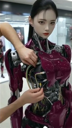 Humanoid Robot Girl Under Repair | Futuristic Lab Scene #AI #SciFi