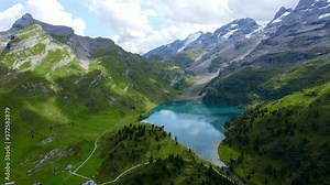 Landscape like a fairy tale - the Swiss Alps with its amazing nature - aerial view - travel photography