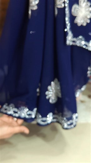 Beautiful Midnight Blue Saree with Floral Silver Detailing Sparkling Designer Party Wear ✨