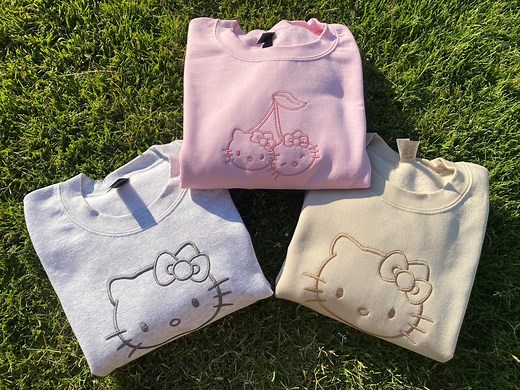 Hello Kitty Inspired Embroidered Sweater - Adult Sizes - Etsy