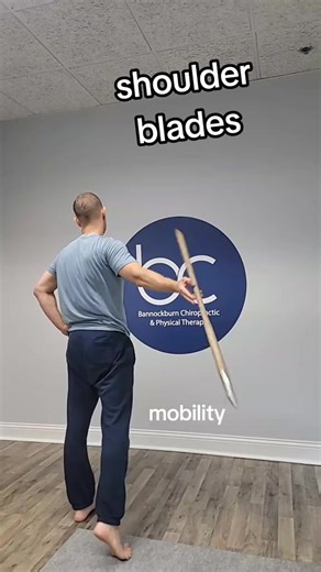 🟢 shoulder and upper back mobility with a pole. You can use a broom handle or any other device that is similar to this. This feels hood for my shoulder area in the back. This also provides mobility to the thoracic spine. Notice my hand position initially. Follow the steps. See your doctor prior to exercise as this is not intended to treat a medical condition. #Shoulder #chiropractor #mobility #shoulderstretch #scapula #shoulderblades #movement | Bannockburn Chiropractic & Physical Therapy