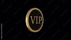 3D looped animation of the VIP logo on a transparent background rotates in good quality Stock Video