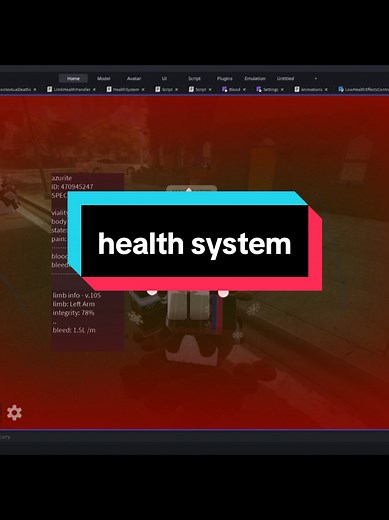it's a cool health system that took me a bit to make but it was all worth it in the end #roblox #scavprototype #developer #lua #programming