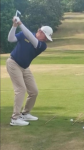 Ernie Els Hits Irons On Range After Round (Duluth, Georgia)