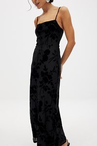 Floral Print Maxi Dress Black