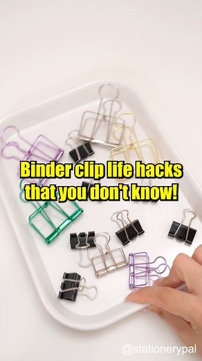 Binder clip life hacks that you don't know! .⁠ 🎈Get great deals for washi tapes, pens, brush pens, and much other stationery at our shop. Click the link in bio @stationerypal or visit stationerypal.com⁠ .⁠ .⁠ .⁠ #studygram #planneraddict #stationerylover #plannerlove #studyaccount #deskgoals #plannerjunkie #bujoinspiration #plannersupplies #stationery #stationeryaddict #stationerylove #stationeryshop #bulletjournal #bulletjournaling #bulletjournaljunkies #schoolsupplies #binderclips #creative #