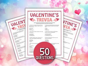 Valentine Trivia Game and Answers, Printable Valentines Day Trivia Work Quiz Galentines PDF - Etsy