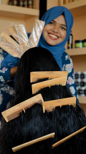 21K views · 25 reactions | The neem wooden comb reduces dandruff, lice, fizziness, hair fall and provides freshness, natural healing benefits, and helps distribute natural oil to all strands. Hence the neem comb is an eco-friendly, natural hair comb and is a perfect alternative to plastic or hybrid combs! Now available +918139072515 www.ummeesnaturals.com #neemcomb #ummeesnaturals #ayurveda #instagramreels | Ummees Naturals / Hair & Skin Care Products | Facebook
