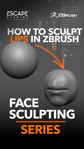 New tutorial series just dropped ✨ Learn how to sculpt realistic lips in ZBrush with Aidan Lonergan, Character and Creature Creation tutor, and former Rigging Artist at Rise VFX. Aidan shares the pro techniques he teaches students to craft believable, expressive faces 👀 Follow along as we dive into the skills that help bring believable characters to life! For the full tutorial, head over to our YouTube channel. | Escape Studios